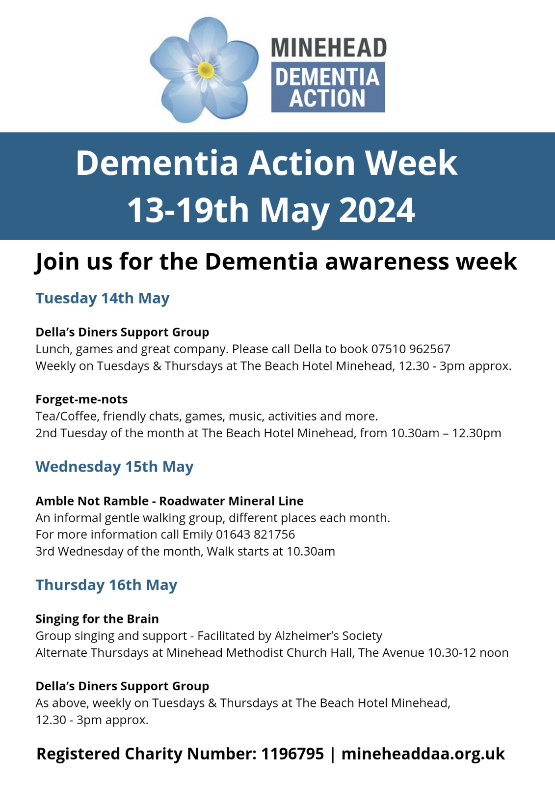 Activities List for Dementia Action Week 2024